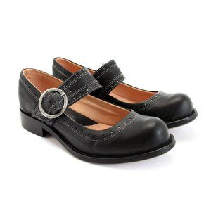 John Fluevog Adrians Allison Mary Jane Leather Buckle Strap Short Heel Retro - 7